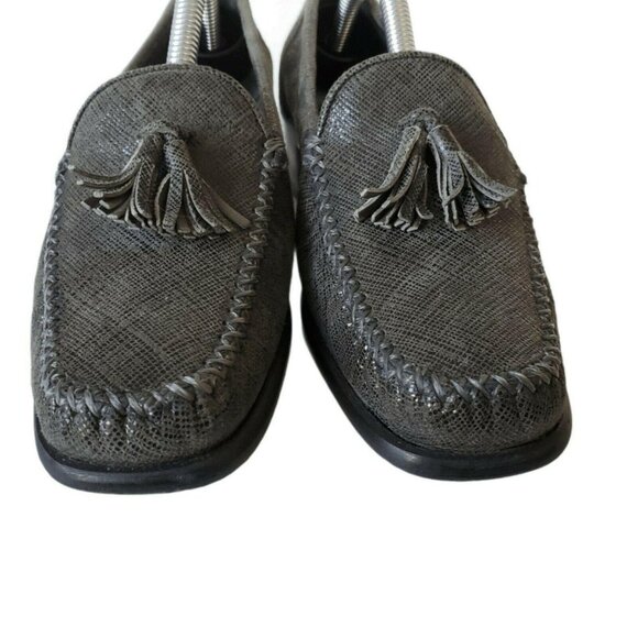 Stuart Weitzman Gray Leather Square Toe Pumps 6AAA Slip-On 90s Business Casual - Picture 5 of 11